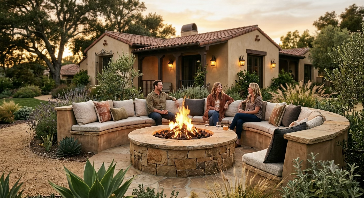 Built-in Sandstone or Flagstone Hearth