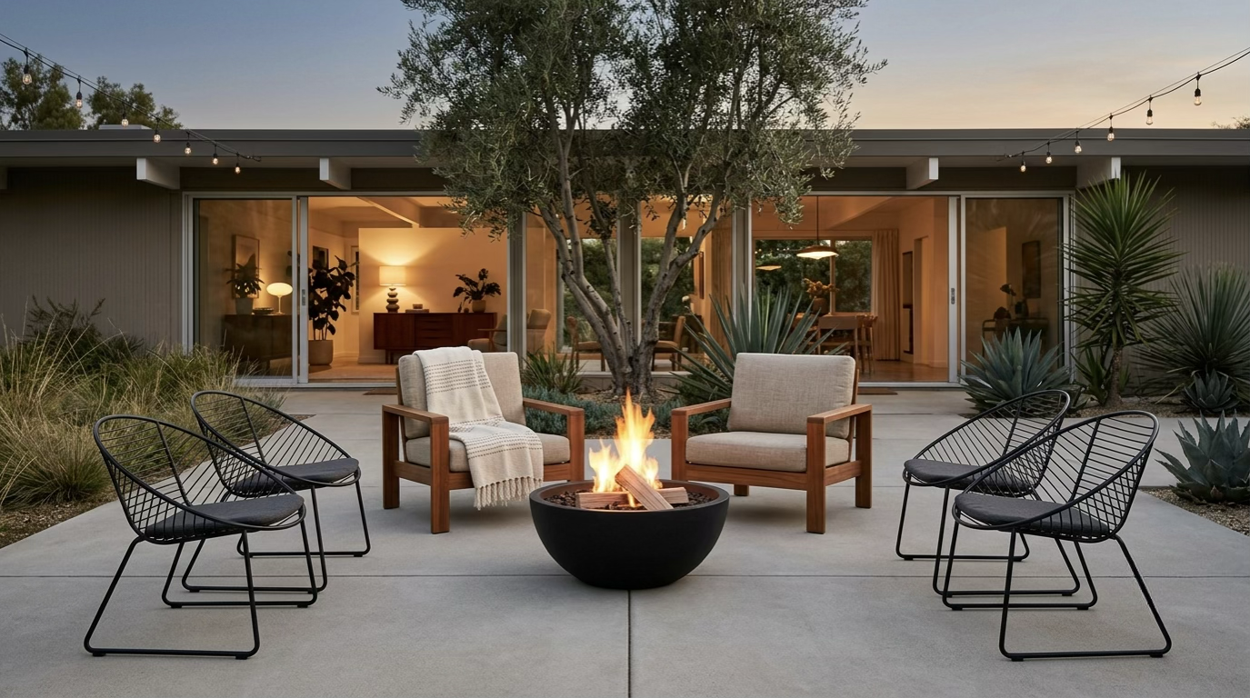 Mid-Century Modern Minimalist Fire Pit