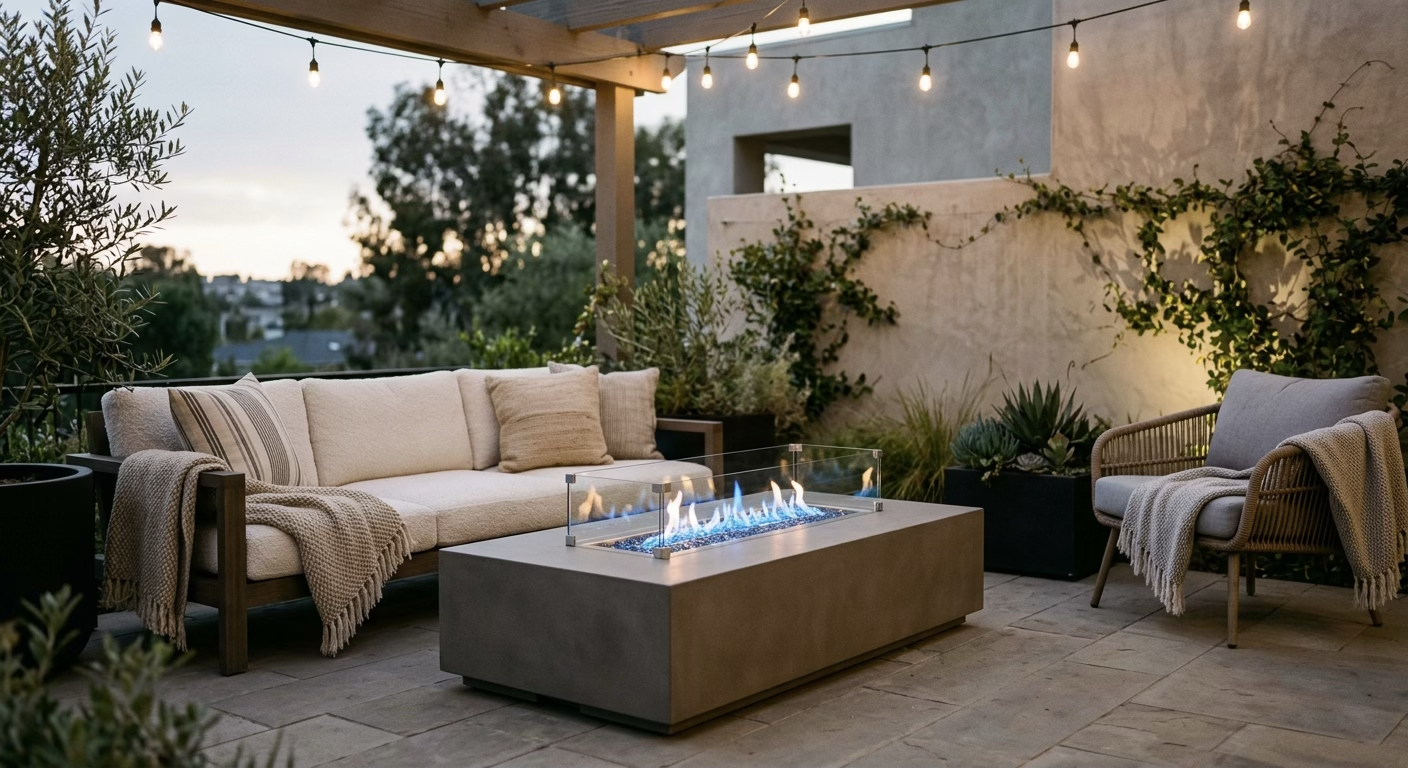 Modern Concrete Gas Fire Table